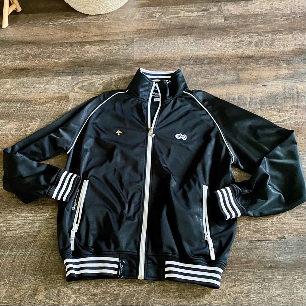Women LRG Lifted Research Group Track Suit Masters Jacket Black 2 Front Pockets